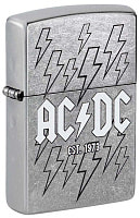 Зажигалка ZIPPO AC/DC с покрытием Street Chrome, латунь/сталь, серебристая, 38x13x57 мм