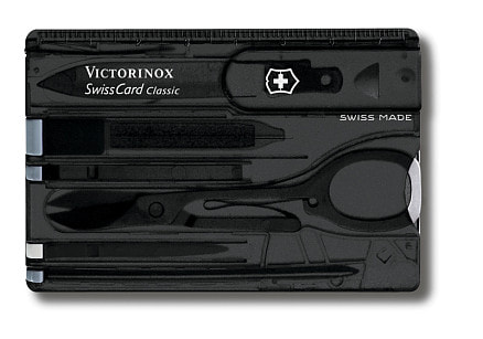 Швейцарская карточка VICTORINOX SwissCard Classic, 10 функций, полупрозрачная чёрная