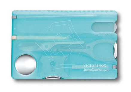 Швейцарская карточка VICTORINOX SwissCard Nailcare, 13 функций, полупрозрачная бирюзовая