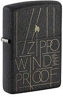 Зажигалка ZIPPO Line Art с покрытием Black Crackle™, латунь/сталь, чёрная, матовая, 38x13x57 мм