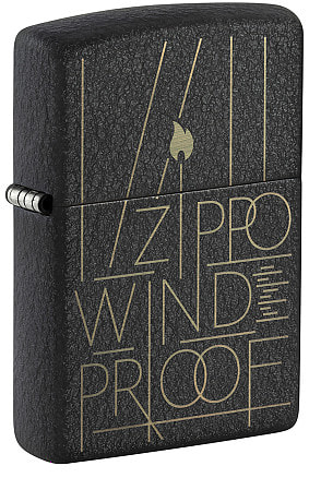 Зажигалка ZIPPO Line Art с покрытием Black Crackle™, латунь/сталь, чёрная, матовая, 38x13x57 мм