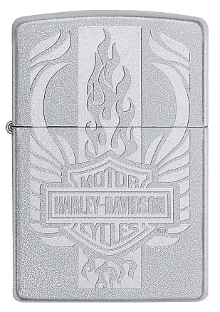 Зажигалка ZIPPO Harley-Davidson® c покрытием Satin Chrome™, латунь/сталь, серебристая, 38x13x57 мм