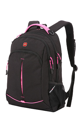 Рюкзак SWISSGEAR, черный/фуксия, фьюжн/2 мм рипстоп, 32x15x46 см, 22 л