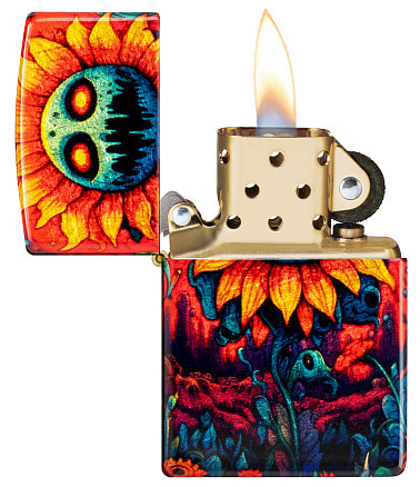 Зажигалка ZIPPO Spooky Sunflower с покрытием 540 Tumbled Brass, латунь/сталь, разно