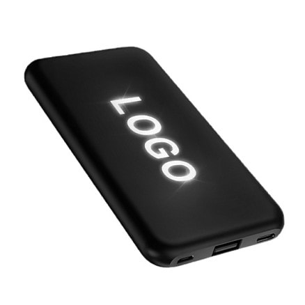 Внешний аккумулятор Kugo, 10000 mAh с подсветкой гравировки, черный