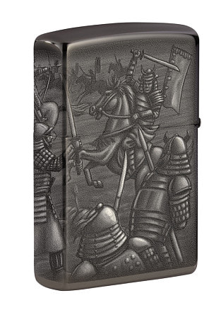 Зажигалка ZIPPO Knight Fight с покрытием High Polish Black, латунь/сталь, чёрная, 38x13x57 мм