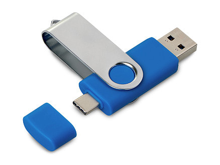 USB3.0/USB Type-C флешка на 16 Гб Квебек C, синий