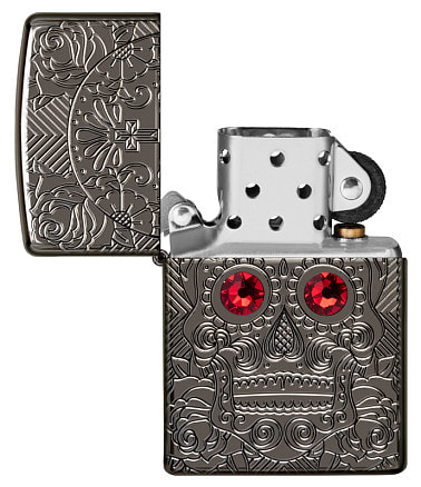 Зажигалка ZIPPO Armor™ Crystal с покрытием High Polish Black Ice®, латунь/сталь, чёрная, 38x13x57 мм