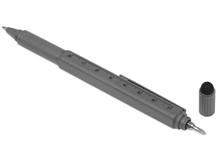 Ручка шариковая металлическая Tool, серый. Встроенный уровень, мини отвертка, стилус