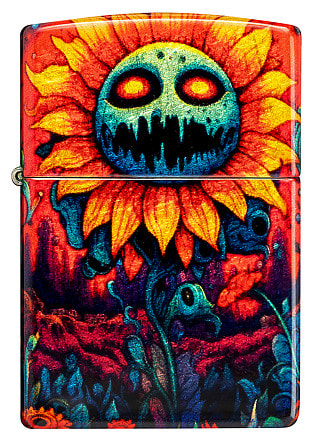 Зажигалка ZIPPO Spooky Sunflower с покрытием 540 Tumbled Brass, латунь/сталь, разно