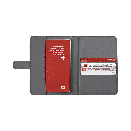 Обложка для паспорта VICTORINOX Travel Essentials, с защитой от сканирования RFID, серая, полиэстер, 11x1x15 см