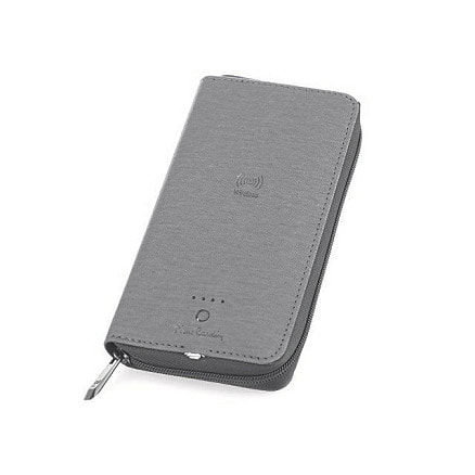 Кошелек Pierre Cardin с power bank 4000 mAh, серый, полиуретан, в подарочной коробке
