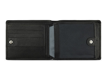 Портмоне BUGATTI Bomba, с защитой данных RFID, чёрное, кожа/полиэстер, 12х2х9,5 см