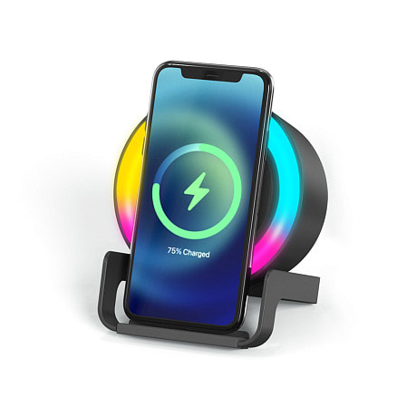 Беспроводная Bluetooth колонка U-Tone RGB c функцией беспроводной зарядки 15W, черный