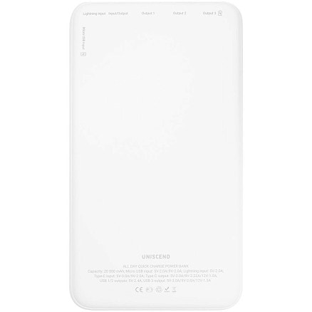 Аккумулятор Uniscend All Day Compact PD 20000 мAч, белый
