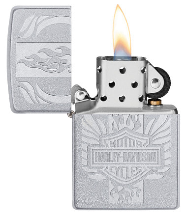 Зажигалка ZIPPO Harley-Davidson® c покрытием Satin Chrome™, латунь/сталь, серебристая, 38x13x57 мм