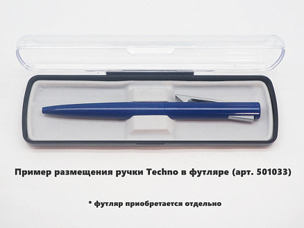 Ручка шариковая, пластиковая, металлическая, синяя/серебристая, Techno Requis
