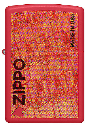Зажигалка ZIPPO Made in USA Design с покрытием Red Matte, латунь/сталь, красная, 38x13x57 мм