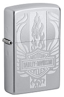 Зажигалка ZIPPO Harley-Davidson® c покрытием Satin Chrome™, латунь/сталь, серебристая, 38x13x57 мм