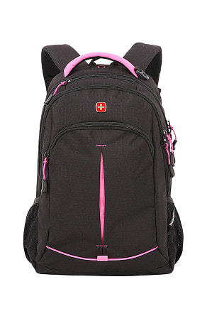 Рюкзак SWISSGEAR, черный/фуксия, фьюжн/2 мм рипстоп, 32x15x46 см, 22 л