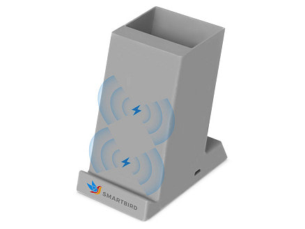 Беспроводная зарядка-подставка с подсветкой Glow box, серый (Р)