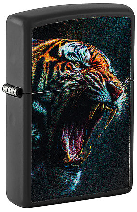 Зажигалка ZIPPO Tiger Roar Design с покрытием Black Matte, латунь/сталь, черная, 38x13x57 мм
