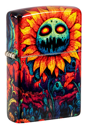 Зажигалка ZIPPO Spooky Sunflower с покрытием 540 Tumbled Brass, латунь/сталь, разно