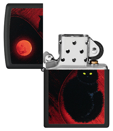 Зажигалка ZIPPO Black Cat с покрытием Black Matte, латунь/сталь, черная, матовая, 38x13x57 мм