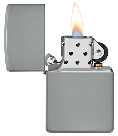 Зажигалка ZIPPO Classic с покрытием Flat Grey, латунь/сталь, серая, глянцевая, 38x13x57 мм