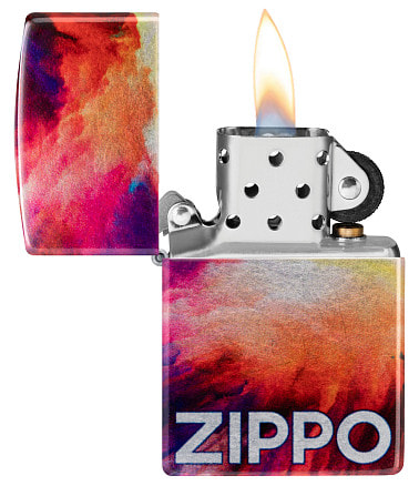 Зажигалка ZIPPO Tie Dye с покрытием 540 Tumbled Chrome, латунь/сталь, разно