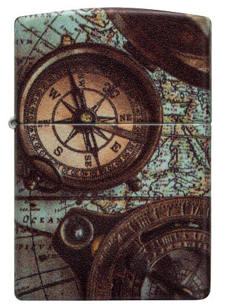 Зажигалка ZIPPO Compass Design с покрытием 540 Matte, латунь/сталь, разно