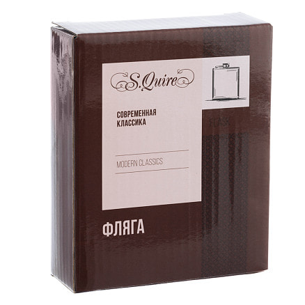 Фляга S.Quire 0,18 л, сталь+натуральная кожа, коричневая