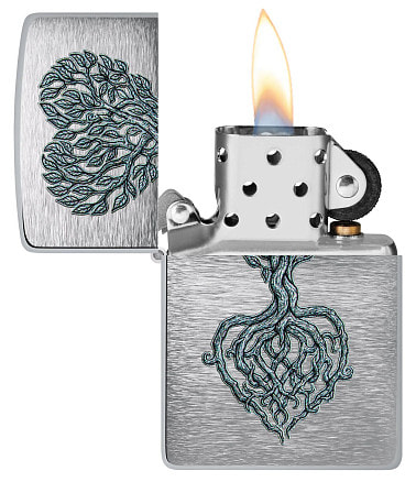 Зажигалка ZIPPO Rooted in Love Design с покрытием Brushed Chrome, латунь/сталь, серебристая, 38x13x57 мм