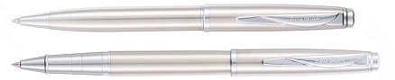 Набор  Pierre Cardin PEN&PEN: ручка шариковая + роллер, серебристый. Упаковка Е