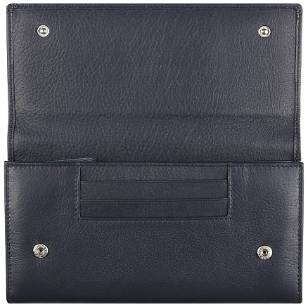 Кошелёк женский BUGATTI Lady Top, тёмно-синий, натуральная воловья кожа, 20х2,5х10,5 см