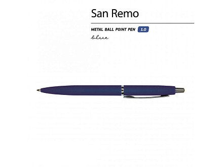 Ручка металлическая шариковая San Remo, 1,0мм, синие чернила, ярко-синий