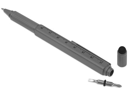 Ручка шариковая металлическая Tool, серый. Встроенный уровень, мини отвертка, стилус