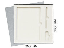 Коробка подарочная Solution Superior Linen под ежедневник, ручку и флешку, серебро, 25,7x25,7 см, бежевый ложемент