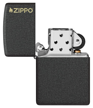Зажигалка ZIPPO Logo с покрытием Black Crackle™, латунь/сталь, чёрная, матовая, 38x13x57 мм