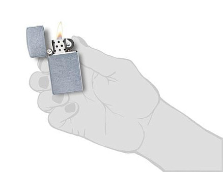 Зажигалка ZIPPO Slim® с покрытием Street Chrome™, латунь/сталь, серебристая, матовая, 29x10x60 мм