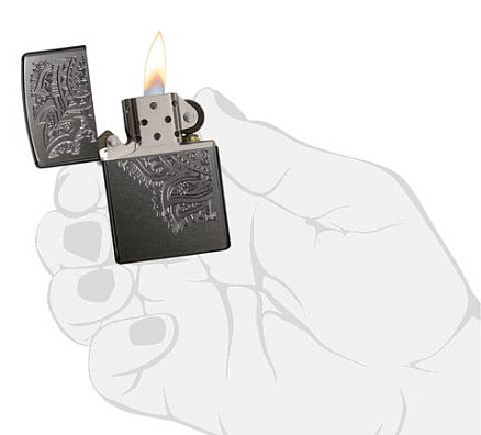 Зажигалка ZIPPO Classic с покрытием Gray, латунь/сталь, серая, матовая, 38x13x57 мм