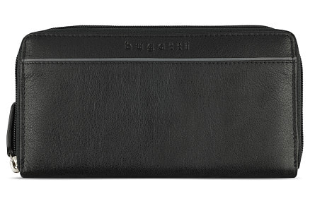 Кошелёк женский BUGATTI Banda, с защитой данных RFID, чёрный, кожа козы/полиэстер, 18,5х2х10 см