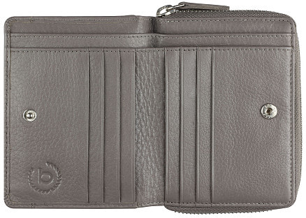 Кошелёк женский BUGATTI Lady Top, на молнии, серый, натуральная воловья кожа, 12х2,5х9 см