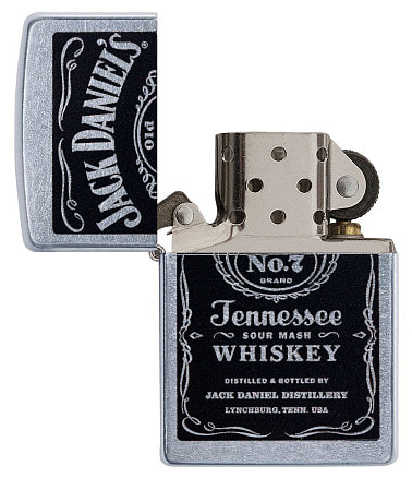 Зажигалка ZIPPO Jack Daniels® с покрытием Street Chrome, латунь/сталь, серебристая, 38x13x57 мм
