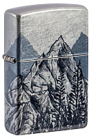 Зажигалка ZIPPO Mountain Sketch с покрытием 540 Tumbled Chrome, латунь/сталь, разно