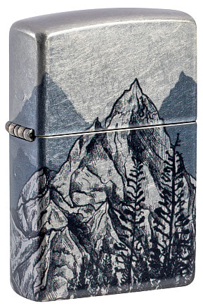 Зажигалка ZIPPO Mountain Sketch с покрытием 540 Tumbled Chrome, латунь/сталь, разно
