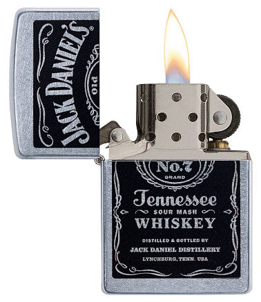 Зажигалка ZIPPO Jack Daniels® с покрытием Street Chrome, латунь/сталь, серебристая, 38x13x57 мм
