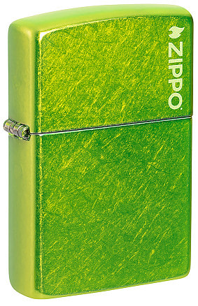 Зажигалка ZIPPO Logo с покрытием Lurid™, латунь/сталь, зеленая, глянцевая, 38x13x57 мм