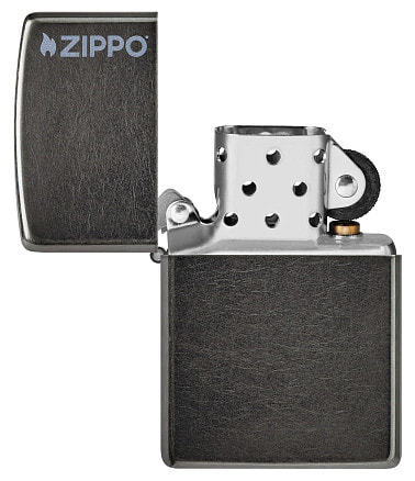 Зажигалка ZIPPO Logo с покрытием Gray Dusk, латунь/сталь, серая, матовая, 38x13x57 мм