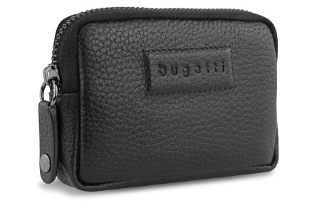Ключница BUGATTI Elsa, с защитой данных RFID, чёрная, воловья кожа/полиэстер, 11х2х7 см